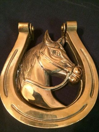 Vtg Door Knocker Solid Brass HORSE 5 