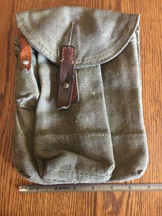 Army Military Canvas Vintage Old Leather Ammo Bag Bulgarian