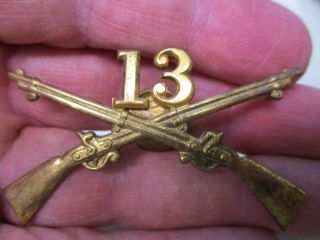 US Army Spanish American War Model 1895 Cap Badge for 13th Infantry Regiment 3