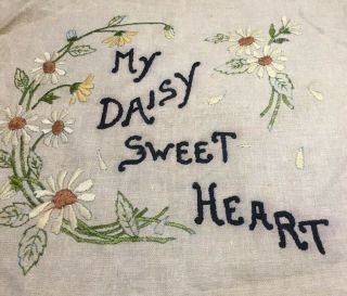 Art Deco Pillow Cover My Daisy Sweet Heart Crewel Work