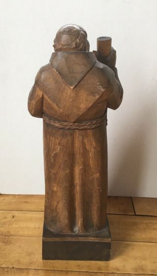 Vintage Wood Carved Monk L.  B.  Vienna 13” Tall Drinking Statue Figure 4