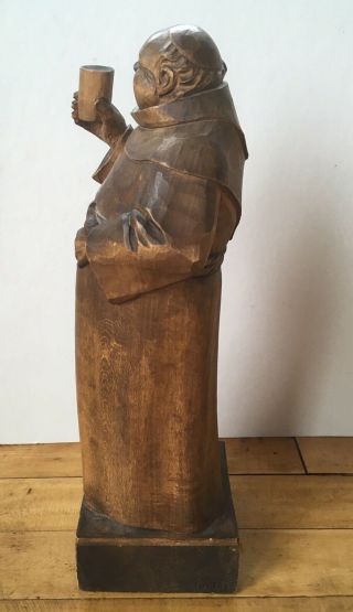 Vintage Wood Carved Monk L.  B.  Vienna 13” Tall Drinking Statue Figure 5
