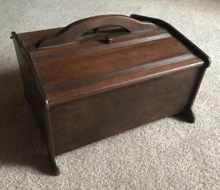 Antique Wooden Sewing Box Basket.