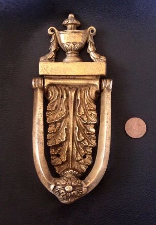 Vintage Old Solid Brass Reclaimed 23cm Door Knocker,  Large,  Salvage,  Striker,  Ornate