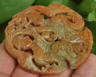 Chinese ancient old hard jade hand - carved pendant necklace Fairchild M004 3