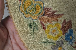 antique silk hooked oval mat doll house rug 11.  5 in.  beige vg 4