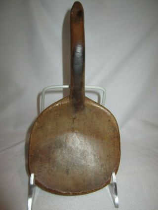 Primitive Antique Wood Butter Paddle Treenware Hand Carved With Hook Bowl