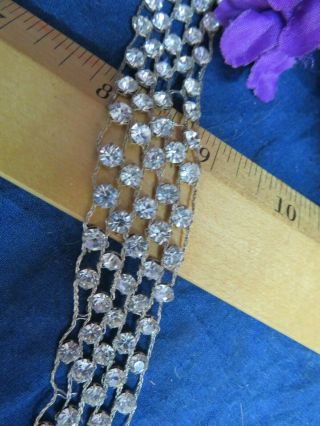 Antique Trim Rhinestones On Silver Metallic Prong Set 15 " Long France C 1920