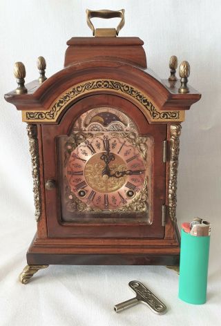 Warmink Mantel Clock Dutch Rare Black Banded Vintage Bell Strike Silent Option