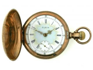 1900 Elgin 18s Hunter Cased Pocket Watch W/ Fancy Colored Dial Runs