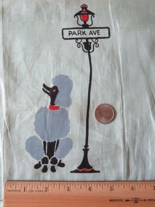 Vintage 1940 Hand Painted Park Ave Poodle Dog Linen Guest Towel 11 