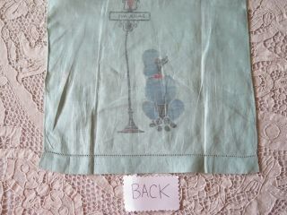 Vintage 1940 Hand Painted Park Ave Poodle Dog Linen Guest Towel 11 