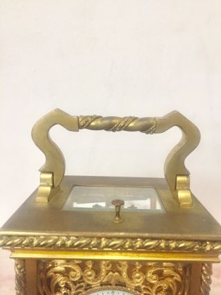 Antique French Gilt Bronze Repeater Carriage Clock C.  1890 3