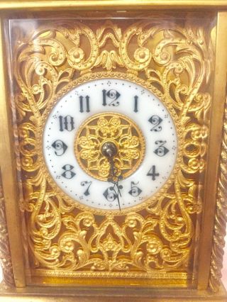 Antique French Gilt Bronze Repeater Carriage Clock C.  1890 4