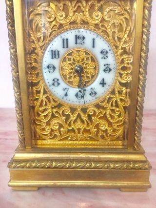 Antique French Gilt Bronze Repeater Carriage Clock C.  1890 5