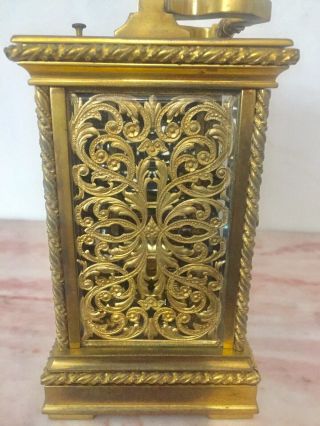 Antique French Gilt Bronze Repeater Carriage Clock C.  1890 6