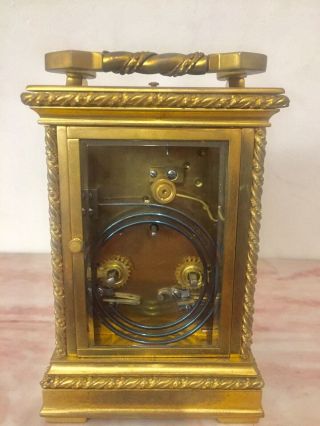 Antique French Gilt Bronze Repeater Carriage Clock C.  1890 8