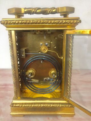 Antique French Gilt Bronze Repeater Carriage Clock C.  1890 9
