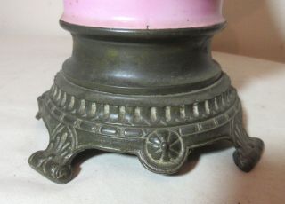 antique winged wheel1800 ' s painted porcelain bronze brass electrified oil lamp 4