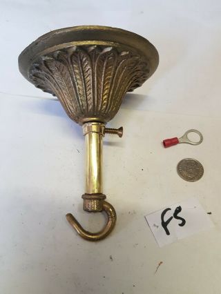 Larger 95mm Ceiling Rose Chandelier Hook French Cast Brass Antique Old C1920 F5
