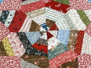 String Stars c 1930s QUILT Table Runner Assorted prints 30 x 16 Vintage 2