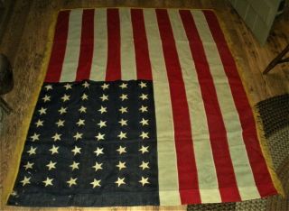 Large World War 2 48 Star United States Parade Flag Gold Fringe Vafo
