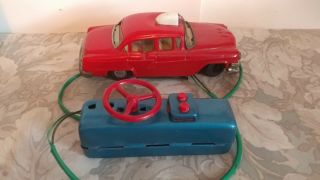 Vtg Line Mar Tin Electric Police Car W/ Control & Attached Cord