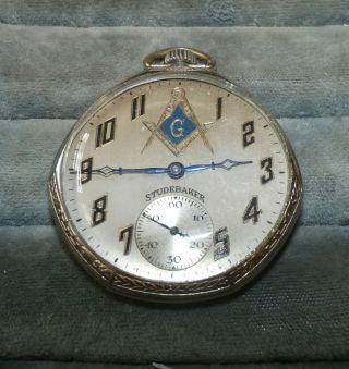 Vintage Studebaker South Bend Freemason Masonic Pocket Watch