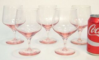5 Modernist Retro Pink Silhouette Glass 9 Oz Wine Water 5.  5 " Stem Goblet 
