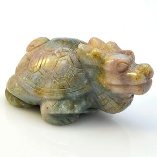 Vintage Carved Multi - Color Jade Dragon Tortoise Turtle Figurine 50.  1 Grams