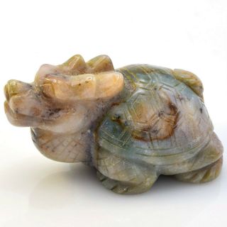 Vintage Carved Multi - Color Jade Dragon Tortoise Turtle Figurine 50.  1 Grams 3