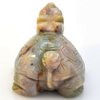 Vintage Carved Multi - Color Jade Dragon Tortoise Turtle Figurine 50.  1 Grams 4