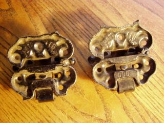 Vtg Eastlake Victorian Cast Iron Spring Loaded Screen Door Hinges 2