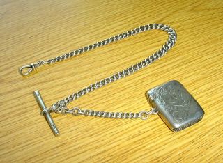 Antique Sterling Silver Albert Pocket Watch Chain Fob Sterling Silver Vesta