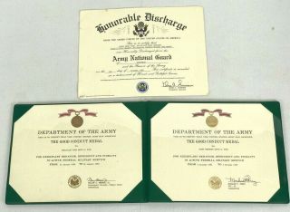1983 & 1995 Us Army Good Conduct Medal Certificates Plus Honorable Discharge