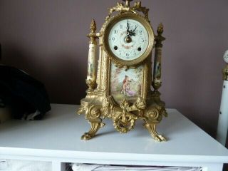 Vintage Bronze/Brass German ' FHS ' 8 - Day Striking Mantel Clock 2