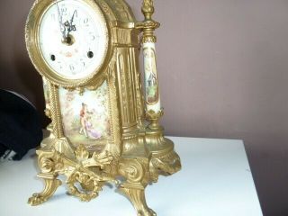 Vintage Bronze/Brass German ' FHS ' 8 - Day Striking Mantel Clock 4