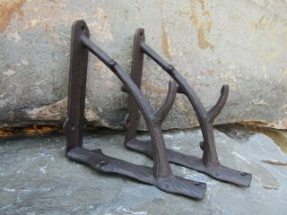 Set Of 2 Cast Iron Shelf Brackets Antique - Style Twig Branch Rustic 7 " X 7 "