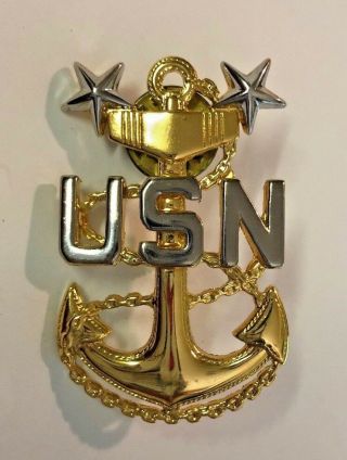 Vietnam Era Gold Colored Metal E - 9 Us Navy Master Chief Cap Device