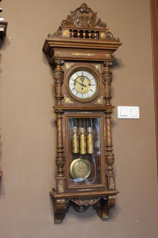 Germany 3 Weight Gustav Becker Repetier 1881 Grand Sonnerie Wall Clock