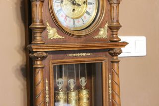 GERMANY 3 weight Gustav Becker repetier 1881 Grand Sonnerie wall clock 4