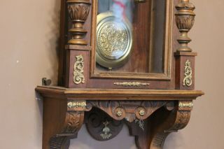GERMANY 3 weight Gustav Becker repetier 1881 Grand Sonnerie wall clock 6