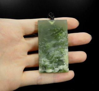 100 Natural Hand - carved Chinese Jade Pendant jadeite Necklace landscape 153e 5