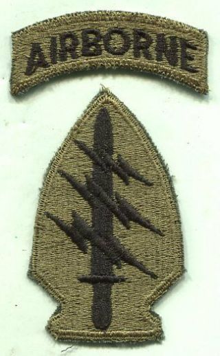 Early Vietnam Special Forces W/airborne Tab Od Subdued Green Patch Cut Edge
