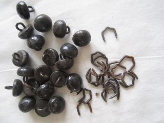 Antique Steam Punk Black Shoe Buttons 3/8 " Round Shanks Teddy Bear Eyes,  Clips