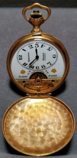 Antique Arnex Hebdomas 8 Day Grand Prix Swiss Pocket Watch.  15 Jewels.  Hunting