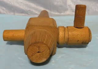 Vintage Wood Wooden Beer Whiskey Barrel Tap Spigot Spout Handle Keg Bung Garden 3