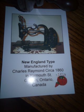 England Type Manufacturer Charles Raymond sewing Machine 1860 Ontario Canada 7