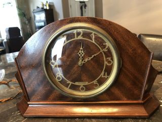 Vintage Electric Art Deco Mahogany Mantle Clock By Seth Thomas 1928