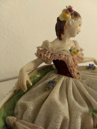 Rare Antique Volkstedt Dresden Porcelain Figurine Lady on the sofa 5